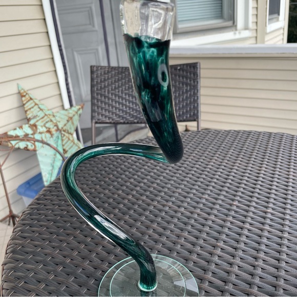 Handblown Glass Spiral Curved Candle Holder - Picture 13 of 16
